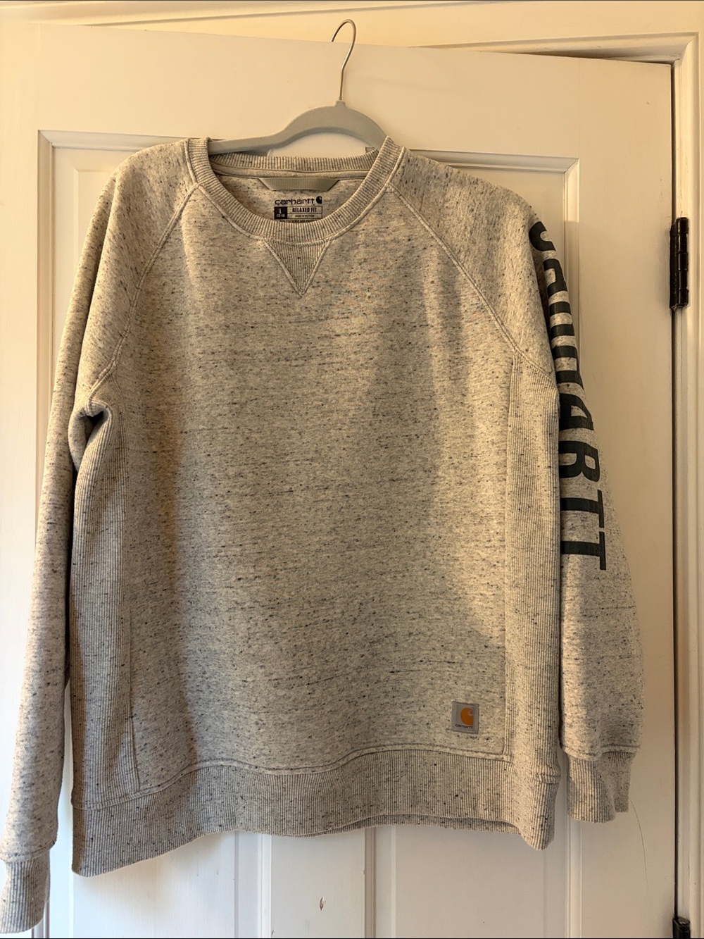 Carhartt Light Heather Gray Crewneck Sweatshirt with Sleeve Logo - never worn